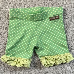 Matilda Jane Lime Green Polka Dot Ruffle Shorts